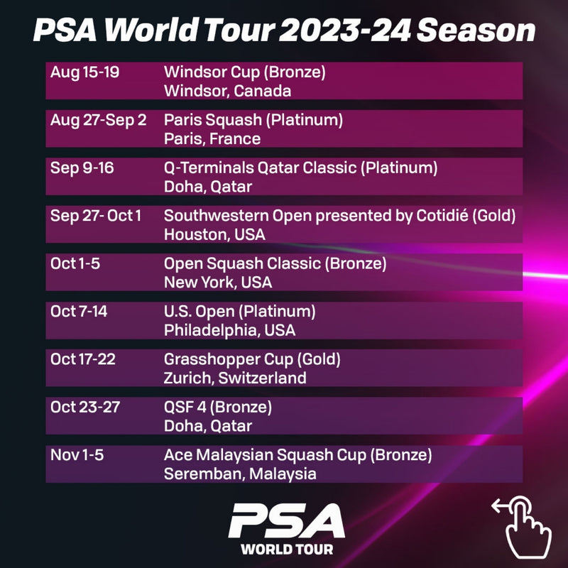 Professional Squash Association (PSA) unveils exciting 2023-24 PSA World Tour squash calendar