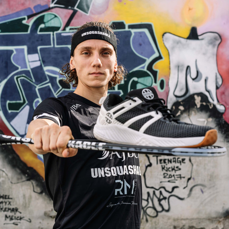 Lucas Serme is the latest UNSQUASHABLE player to use new UNSQUASHABLE TOUR-TEC PRO squash shoes
