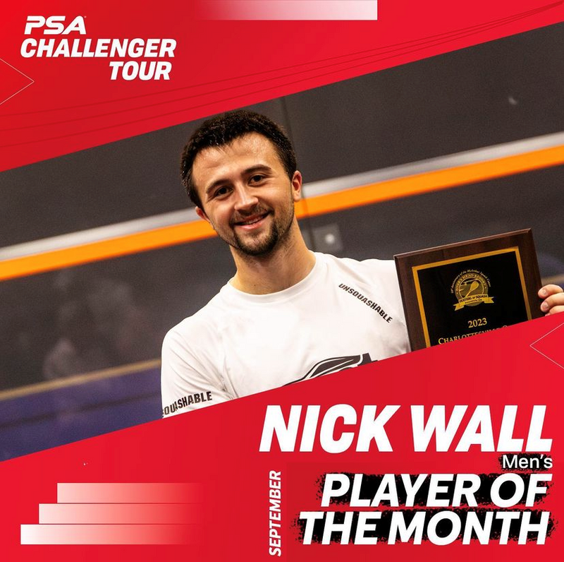 Nick Wall named PSA Challenger Tour Players of the Month for September 2023